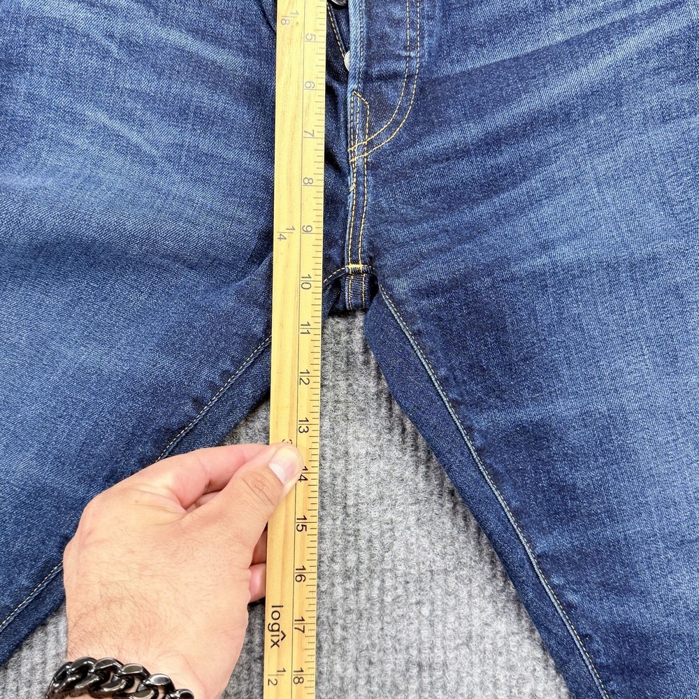 AE77 Classic‎ Selvedge Jeans Mens 27x30 Blue Medium Wash Straight Stretch Denim - Picture 12 of 16